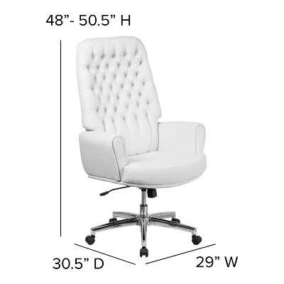 Flash Furniture High Back Traditional Tufted LeatherSoft Executive Swivel Office Chair With Silver Welt Arms 3 Flash Furniture High Back Traditional Tufted LeatherSoft Executive Swivel Office Chair With Silver Welt Arms - Image 3