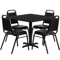 Flash Furniture 36'' Square Laminate Table Set With X-Base And 4 Trapezoidal Back Banquet Chairs -Furniture GUEST b2ebe581 59eb 4004 9e5c eff762dcd7f1