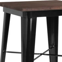 Flash Furniture 23.5" Square Metal Indoor Bar Height Table With Rustic Wood Top