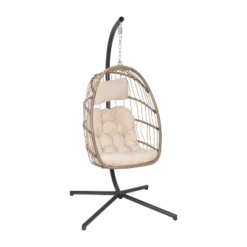 Flash Furniture Cleo Patio Hanging Egg Chair, Wicker Hammock With Soft Seat Cushions & Swing Stand, Indoor/Outdoor Cushions 5 Flash Furniture Cleo Patio Hanging Egg Chair, Wicker Hammock With Soft Seat Cushions & Swing Stand, Indoor/Outdoor Cushions -Furniture GUEST b418da7e 5b5d 4cc1 be30 1ab89e648dff