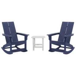 Flash Furniture Set Of 2 Finn Modern Commercial Grade All-Weather 2-Slat Poly Resin Rocking Adirondack Chairs With Side Table 23 Flash Furniture Set Of 2 Finn Modern Commercial Grade All-Weather 2-Slat Poly Resin Rocking Adirondack Chairs With Side Table -Furniture GUEST b45a66e7 61d6 4669 9473 0c94e5634de4
