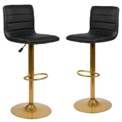Flash Furniture Modern Vinyl Adjustable Height Barstool With Horizontal Stitch Back, Set Of 2 -Furniture GUEST b46ce1fb 2f73 4d13 9e76 5061c6f8ff02