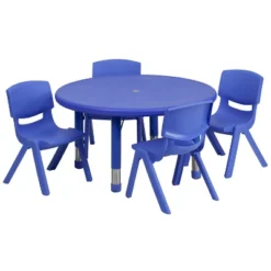 Flash Furniture 33" Round Plastic Height Adjustable Activity Table Set With 4 Chairs -Furniture GUEST b4bff596 55e6 4b65 a3a1 9e18f9bf47f5