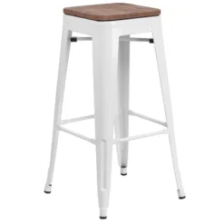 Flash Furniture 30" High Backless Metal Barstool With Square Wood Seat -Furniture GUEST b57e5d8a 2b85 4f44 b3a3 d4e7e8477b8f
