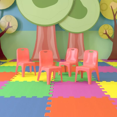 Flash Furniture 4 Pack Plastic Stackable School Chair With Carrying Handle And 11'' Seat Height 1 Flash Furniture 4 Pack Plastic Stackable School Chair With Carrying Handle And 11'' Seat Height