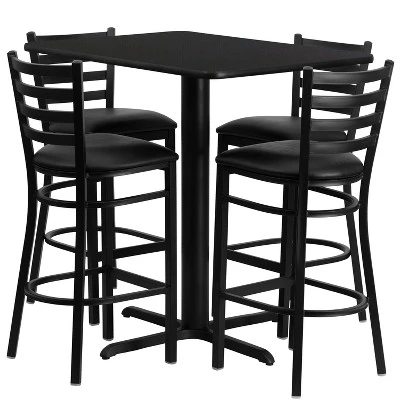 Flash Furniture 24''W X 42''L Rectangular Laminate Table Set With 4 Ladder Back Metal Barstools 2 Flash Furniture 24''W X 42''L Rectangular Laminate Table Set With 4 Ladder Back Metal Barstools - Image 2