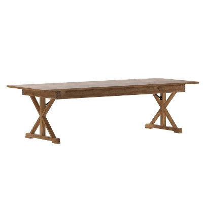 Flash Furniture HERCULES 9' X 40" Rectangular Solid Pine Folding Farm Table With X Legs 13 Flash Furniture HERCULES 9' X 40" Rectangular Solid Pine Folding Farm Table With X Legs - Image 13