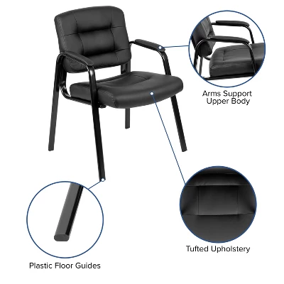 Flash Furniture Darwin Flash Fundamentals Black LeatherSoft Executive Reception Chair With Black Metal Frame 4 Flash Furniture Darwin Flash Fundamentals Black LeatherSoft Executive Reception Chair With Black Metal Frame - Image 4