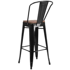 Flash Furniture 30" High Metal Barstool With Back And Wood Seat 21 Flash Furniture 30" High Metal Barstool With Back And Wood Seat -Furniture GUEST b7045bc6 993d 4184 949b f0e66ceb7761