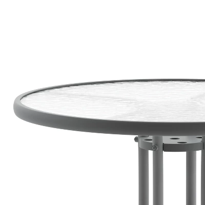 Flash Furniture Bellamy 31.5'' Silver Round Tempered Glass Metal Table 7 Flash Furniture Bellamy 31.5'' Silver Round Tempered Glass Metal Table - Image 7