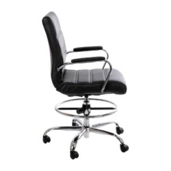 Flash Furniture Mid-Back LeatherSoft Drafting Chair With Adjustable Foot Ring And Chrome Base -Furniture GUEST b7661347 7882 4784 a0c7 f88b4c0a9ef8