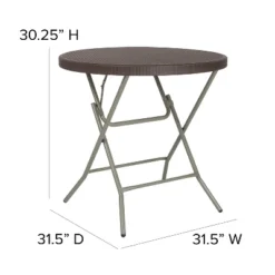 Flash Furniture 2.6-Foot Round Brown Rattan Plastic Folding Table -Furniture GUEST b7925728 acbb 46f2 b3b1 b94f997e136b