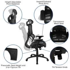 Flash Furniture Ergonomic Mesh Office Chair With 2-to-1 Synchro-Tilt, Adjustable Headrest, Lumbar Support, And Adjustable Pivot Arms 26 Flash Furniture Ergonomic Mesh Office Chair With 2-to-1 Synchro-Tilt, Adjustable Headrest, Lumbar Support, And Adjustable Pivot Arms -Furniture GUEST b7aa7394 3036 47c4 9f92 e0ec3dd56728
