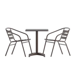 Flash Furniture Lila 27.5'' Square Aluminum Indoor-Outdoor Table Set With 2 Slat Back Chairs -Furniture GUEST b8b18cda de3c 44ea 8689 a3d577ea128d