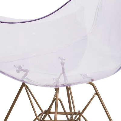 Flash Furniture Alonza Series Transparent Side Chair With Gold Base 4 Flash Furniture Alonza Series Transparent Side Chair With Gold Base - Image 4