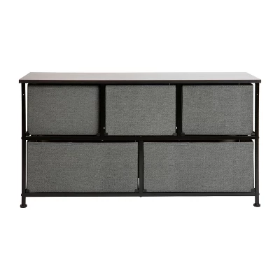 Flash Furniture 5 Drawer Wood Top Cast Iron Frame Storage Dresser With Easy Pull Fabric Drawers 6 Flash Furniture 5 Drawer Wood Top Cast Iron Frame Storage Dresser With Easy Pull Fabric Drawers - Image 6