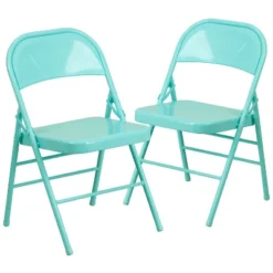 Flash Furniture 2 Pack HERCULES COLORBURST Series Triple Braced & Double Hinged Metal Folding Chair -Furniture GUEST b9064268 6a91 4f3a 9d6c a62d11c1dce1