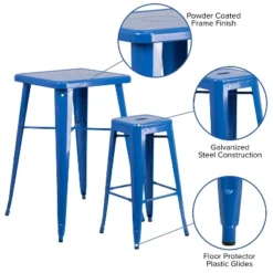 Flash Furniture Commercial Grade 23.75" Square Metal Indoor-Outdoor Bar Table Set With 2 Square Seat Backless Stools 22 Flash Furniture Commercial Grade 23.75" Square Metal Indoor-Outdoor Bar Table Set With 2 Square Seat Backless Stools -Furniture GUEST b9508cf7 018e 47d4 9d02 d0402443a031