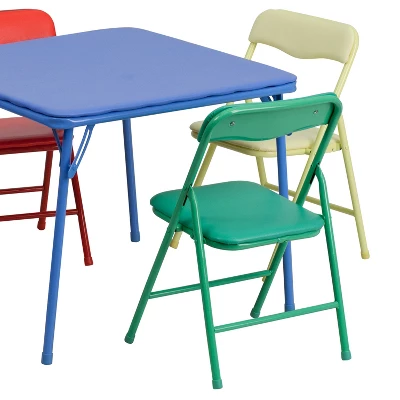 Flash Furniture Kids Colorful 5 Piece Folding Table And Chair Set 3 Flash Furniture Kids Colorful 5 Piece Folding Table And Chair Set - Image 3
