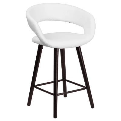 Flash Furniture Brynn Series 24'' High Contemporary Vinyl Rounded Back Counter Height Stool With Cappuccino Wood Frame 12 Flash Furniture Brynn Series 24'' High Contemporary Vinyl Rounded Back Counter Height Stool With Cappuccino Wood Frame - Image 12