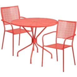 Flash Furniture Oia Commercial Grade 35.25" Round Indoor-Outdoor Steel Patio Table Set With 2 Square Back Chairs 8 Flash Furniture Oia Commercial Grade 35.25" Round Indoor-Outdoor Steel Patio Table Set With 2 Square Back Chairs -Furniture GUEST ba3f39e1 8ca8 4825 b9c0 69209b705469