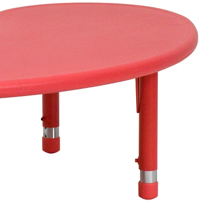 Flash Furniture 35"W X 65"L Half-Moon Plastic Height Adjustable Activity Table 5 Flash Furniture 35"W X 65"L Half-Moon Plastic Height Adjustable Activity Table - Image 5