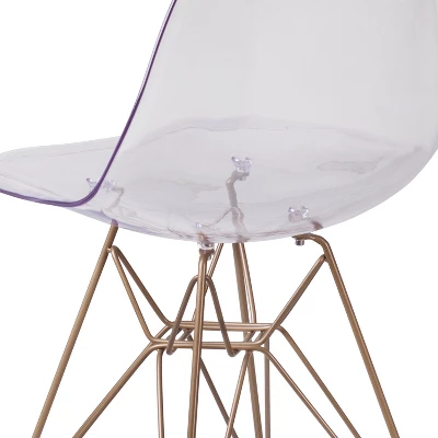 Flash Furniture Elon Series Ghost Chair With Gold Metal Base 4 Flash Furniture Elon Series Ghost Chair With Gold Metal Base - Image 4