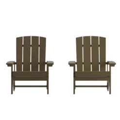 Flash Furniture Set Of 2 Charlestown All-Weather Poly Resin Wood Adirondack Chairs -Furniture GUEST bb5e272e 760c 4286 9e08 9fb159264bca