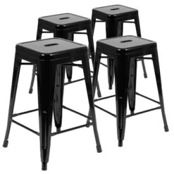 Flash Furniture 24" High Metal Counter-Height, Indoor Bar Stool - Stackable Set Of 4 -Furniture GUEST bb6400eb 6fa1 42c7 b2b5 bd5cff6c4796