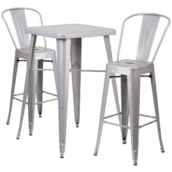 Flash Furniture Commercial Grade 23.75" Square Metal Indoor-Outdoor Bar Table Set With 2 Stools With Backs 27 Flash Furniture Commercial Grade 23.75" Square Metal Indoor-Outdoor Bar Table Set With 2 Stools With Backs -Furniture GUEST bc08ef46 c2e1 4561 9ffb fdc69492a7f3