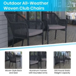 Flash Furniture Kallie Set Of 2 Aluminum Framed Stackable All-Weather Woven Club Chairs With Rounded Arms & Zippered Seat Cushions 18 Flash Furniture Kallie Set Of 2 Aluminum Framed Stackable All-Weather Woven Club Chairs With Rounded Arms & Zippered Seat Cushions -Furniture GUEST bcb977a5 fa6a 488e b779 b9ef5f6db2b3