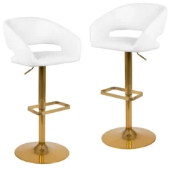 Flash Furniture Contemporary Vinyl Adjustable Height Barstool With Rounded Mid-Back, Set Of 2 -Furniture GUEST bcbe5d9e e2ac 46bc 82aa d5e765232e60