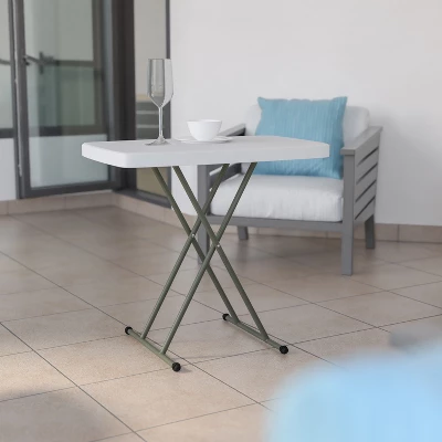 Flash Furniture Indoor/Outdoor Plastic Folding Table, Adjustable Height Commercial Grade Side Table, Laptop Table, TV Tray 6 Flash Furniture Indoor/Outdoor Plastic Folding Table, Adjustable Height Commercial Grade Side Table, Laptop Table, TV Tray - Image 6