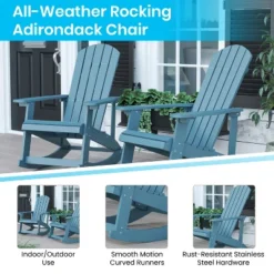 Flash Furniture Set Of 2 Savannah All-Weather Poly Resin Wood Adirondack Rocking Chairs With Side Table 15 Flash Furniture Set Of 2 Savannah All-Weather Poly Resin Wood Adirondack Rocking Chairs With Side Table -Furniture GUEST be37fbfe 312d 4e76 a22a a630598f161e 1