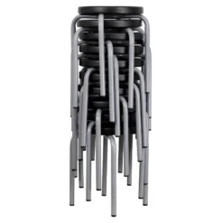 Flash Furniture Stackable Stool With Silver Powder Coated Frame