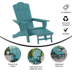 Flash Furniture Newport HDPE Adirondack Chair With Cup Holder And Pull Out Ottoman, All-Weather HDPE Indoor/Outdoor Lounge Chair 17 Flash Furniture Newport HDPE Adirondack Chair With Cup Holder And Pull Out Ottoman, All-Weather HDPE Indoor/Outdoor Lounge Chair -Furniture GUEST bebfb84b aef3 4fe2 a3d3 9ab2523df37c