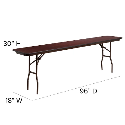 Flash Furniture 8-Foot Mahogany Melamine Laminate Folding Training Table 2 Flash Furniture 8-Foot Mahogany Melamine Laminate Folding Training Table - Image 2