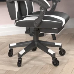 Flash Furniture X40 Gaming Chair Racing Computer Chair With Fully Reclining Back/Arms And Transparent Roller Wheels, Slide-Out Footrest -Furniture GUEST c038024e d6a6 4d3b bdae 4f28b446c5ec