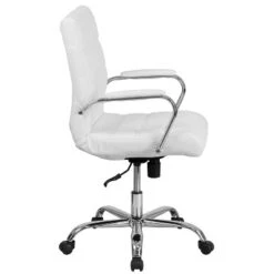 Flash Furniture Whitney Mid-Back White LeatherSoft Executive Swivel Office Chair With Chrome Frame And Arms - Set Of 4 -Furniture GUEST c0999fc5 da28 4f9c b78c 8d68859b60e1