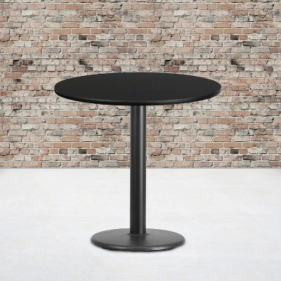 Flash Furniture 30'' Round Black Laminate Table Top With 18'' Round Table Height Base 1 Flash Furniture 30'' Round Black Laminate Table Top With 18'' Round Table Height Base