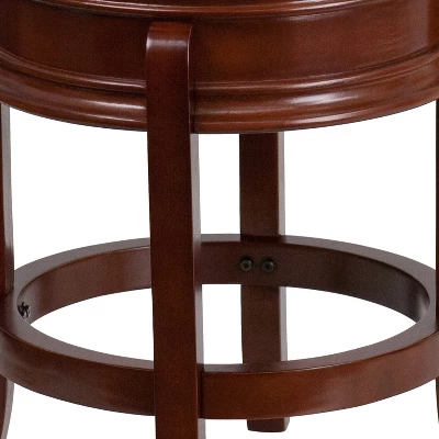 Flash Furniture 24'' High Backless Wood Counter Height Stool With Carved Apron And LeatherSoftSoft Swivel Seat 5 Flash Furniture 24'' High Backless Wood Counter Height Stool With Carved Apron And LeatherSoftSoft Swivel Seat - Image 5