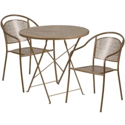 Flash Furniture Oia Commercial Grade 30" Round Indoor-Outdoor Steel Folding Patio Table Set With 2 Round Back Chairs -Furniture GUEST c4d81369 3864 40ce 8420 c246841d96f4