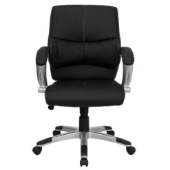 Flash Furniture Bodie Mid-Back Black LeatherSoft Contemporary Swivel Manager's Office Chair With Arms -Furniture GUEST c52b5bc2 c1a5 4970 be83 e30efd557397