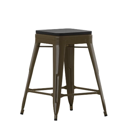 Flash Furniture Cierra Set Of 4 Commercial Grade 24" High Backless Metal Indoor Counter Height Stools With All-Weather Poly Resin Seats 14 Flash Furniture Cierra Set Of 4 Commercial Grade 24" High Backless Metal Indoor Counter Height Stools With All-Weather Poly Resin Seats - Image 14