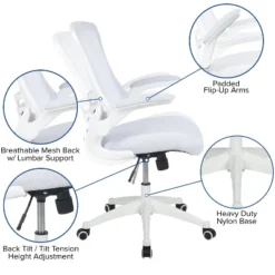 Flash Furniture Mid-Back White Mesh Swivel Ergonomic Task Office Chair With White Frame And Flip-Up Arms 14 Flash Furniture Mid-Back White Mesh Swivel Ergonomic Task Office Chair With White Frame And Flip-Up Arms -Furniture GUEST c5aae8ba ee58 476d abef 3657c65f6f72