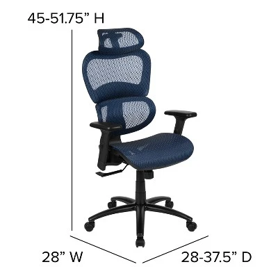 Flash Furniture Ergonomic Mesh Office Chair With 2-to-1 Synchro-Tilt, Adjustable Headrest, Lumbar Support, And Adjustable Pivot Arms 5 Flash Furniture Ergonomic Mesh Office Chair With 2-to-1 Synchro-Tilt, Adjustable Headrest, Lumbar Support, And Adjustable Pivot Arms - Image 5