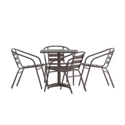 Flash Furniture Lila 27.5'' Square Aluminum Indoor-Outdoor Table Set With 4 Slat Back Chairs 25 Flash Furniture Lila 27.5'' Square Aluminum Indoor-Outdoor Table Set With 4 Slat Back Chairs -Furniture GUEST c61563dd 4f15 4061 af06 d81d9cd4665e