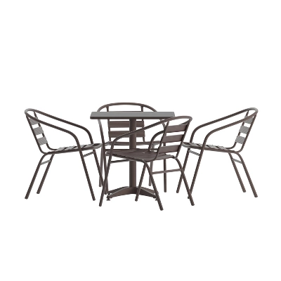 Flash Furniture Lila 27.5'' Square Aluminum Indoor-Outdoor Table Set With 4 Slat Back Chairs 13 Flash Furniture Lila 27.5'' Square Aluminum Indoor-Outdoor Table Set With 4 Slat Back Chairs - Image 13