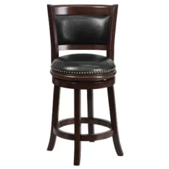 Flash Furniture 24'' High Cappuccino Wood Counter Height Stool With Panel Back And Black LeatherSoft Swivel Seat -Furniture GUEST c62ad286 5ff1 480b aa48 00f975c6acd9