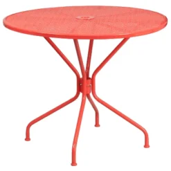 Flash Furniture Oia Commercial Grade 35.25" Round Indoor-Outdoor Steel Patio Table With Umbrella Hole -Furniture GUEST c6c002ff c654 4595 8e8b a3bc607b6b37